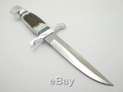 Vtg 1972 Custom USA Stag File Blade Fixed Hunting Fighter Knife & Sheath