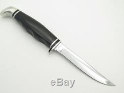 Vtg 1980 Case XX 2 Finn Fixed Blade Hunting Knife Black Phenolic & Sheath