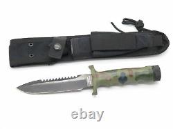 Vtg 1980s Explorer Camo Wilderness Fixed 6 Blade Attack Survival Camp Knife