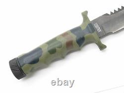 Vtg 1980s Explorer Camo Wilderness Fixed 6 Blade Attack Survival Camp Knife