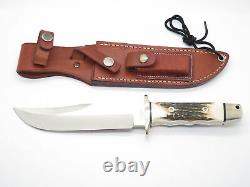 Vtg A. G. Russell 1998 Tak Fukuta Seki Japan AUS8 Stag Fixed Bowie Hunting Knife