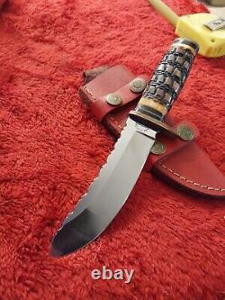 Vtg Ank Custom Ga Up Swept Skinning Knife US Hunting Bone Withcase Bowie Scout Old