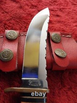 Vtg Ank Custom Ga Up Swept Skinning Knife US Hunting Bone Withcase Bowie Scout Old