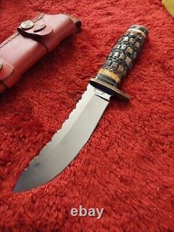 Vtg Ank Custom Ga Up Swept Skinning Knife US Hunting Bone Withcase Bowie Scout Old