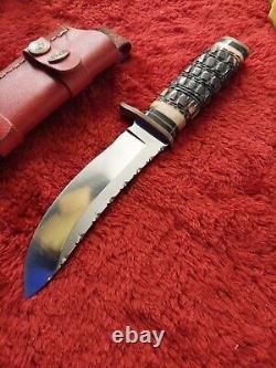 Vtg Ank Custom Ga Up Swept Skinning Knife US Hunting Bone Withcase Bowie Scout Old