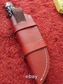 Vtg Ank Custom Ga Up Swept Skinning Knife US Hunting Bone Withcase Bowie Scout Old