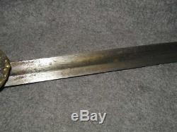 Vtg Antique Sword Hunting Dagger German Knife Brass & Antler Handle Stag Deer