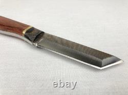 Vtg Anza USA Carbon Steel Fixed Blade File Knife 8 Length Leather Sheath Rare