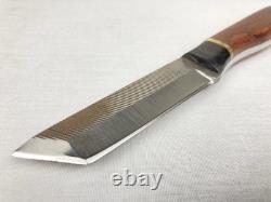 Vtg Anza USA Carbon Steel Fixed Blade File Knife 8 Length Leather Sheath Rare