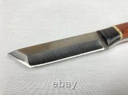Vtg Anza USA Carbon Steel Fixed Blade File Knife 8 Length Leather Sheath Rare