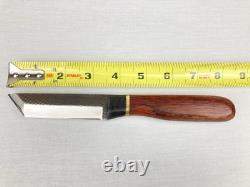 Vtg Anza USA Carbon Steel Fixed Blade File Knife 8 Length Leather Sheath Rare
