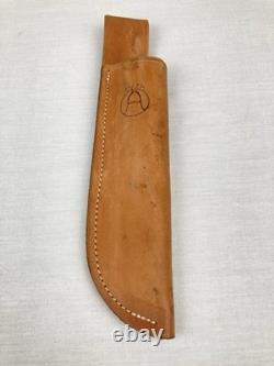 Vtg Anza USA Carbon Steel Fixed Blade File Knife 8 Length Leather Sheath Rare