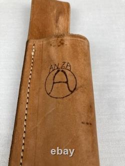 Vtg Anza USA Carbon Steel Fixed Blade File Knife 8 Length Leather Sheath Rare