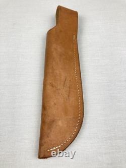 Vtg Anza USA Carbon Steel Fixed Blade File Knife 8 Length Leather Sheath Rare