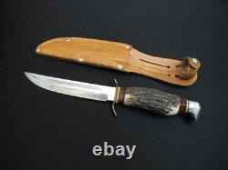 Vtg BONSA SOLINGEN Germany Stag Handle Antique/Rare Hunting Knife + Sheath