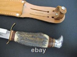 Vtg BONSA SOLINGEN Germany Stag Handle Antique/Rare Hunting Knife + Sheath