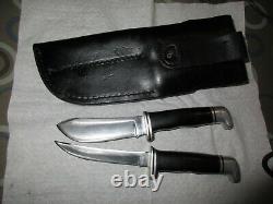 Vtg Buck USA Combo Twin Set Knives 103 118 Hunting Skinning Sheath