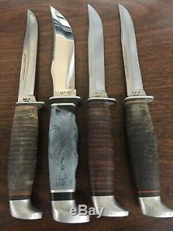 Vtg Case XX USA 316-5 Ssp Hunting Knife Sheath 4knives With 4 Sheaths
