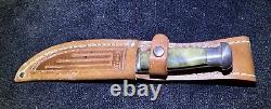 Vtg Case fixed blade knife rare green celluloid handle Withsheath minty