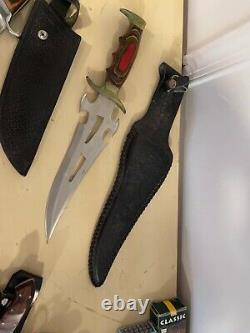 Vtg Fixed Blade Knife LOT MILL BASTARD Black Diamond Case XX Buck Henley Germany