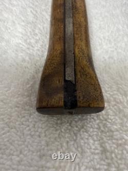 Vtg Hand Made USA Damascus fixed blade hunting knife With Leather Sheath (B12)