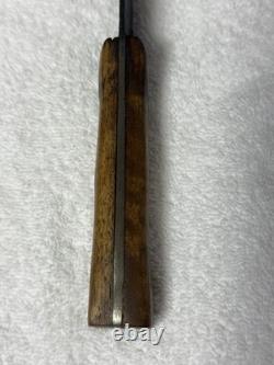 Vtg Hand Made USA Damascus fixed blade hunting knife With Leather Sheath (B12)