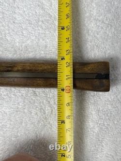 Vtg Hand Made USA Damascus fixed blade hunting knife With Leather Sheath (B12)