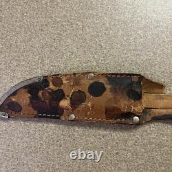 Vtg Henley & Co Solingen Germany Fixed Blade Knife Camping Scene Blade Stag