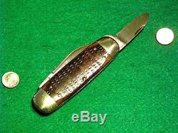 Vtg Hunt Blade USA 1920 Made OLD CASE TESTED SUNFISH Elephant Toe Knife GRN BONE