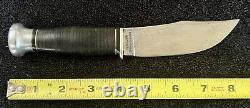Vtg KA-BAR 572 Woodcraft 4 1/2 fixed blade knife leather han withorg sheath