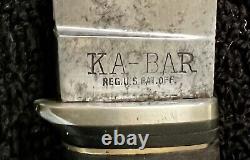 Vtg KA-BAR 572 Woodcraft 4 1/2 fixed blade knife leather han withorg sheath