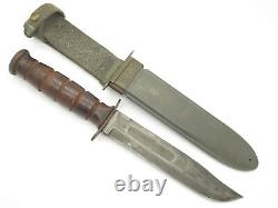 Vtg Ka-Bar USN WWII Mark 2 Navy Fixed Blade Fighting Knife & Scabbard