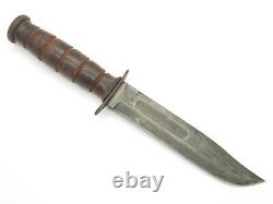 Vtg Ka-Bar USN WWII Mark 2 Navy Fixed Blade Fighting Knife & Scabbard