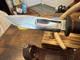 Vtg. Kinfolks Fixed Blade Knife Stacked Leather Handle w Sheath, Good Condition
