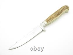 Vtg Linder Messer Rehwappen Solingen Germany Stag Fixed Blade Saw Hunting Knife