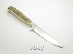 Vtg Linder Messer Rehwappen Solingen Germany Stag Fixed Blade Saw Hunting Knife