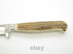 Vtg Linder Messer Rehwappen Solingen Germany Stag Fixed Blade Saw Hunting Knife