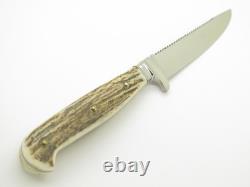 Vtg Linder Messer Rehwappen Solingen Germany Stag Fixed Blade Saw Hunting Knife
