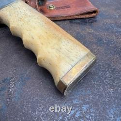 Vtg Merle W. Seguine / Ken Walker Fixed Blade Bone Handle Hunting Knife with Case