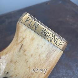 Vtg Merle W. Seguine / Ken Walker Fixed Blade Bone Handle Hunting Knife with Case