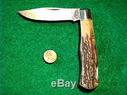 Vtg Pocket Blade Hunt USA OLD BULLWHIPCUTCOTRAPPERKnife 1 Rare STAG Case Puma