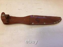 Vtg Rare Hubectus Solingen Hunting Knife Leather Sheath Stag Horn Handle