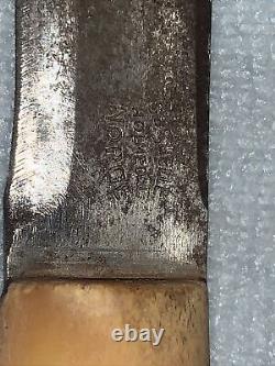 Vtg S&S Helle Holmedal Norge Stacked Leather Hunting Knife withOriginal Sheath