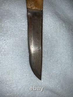 Vtg S&S Helle Holmedal Norge Stacked Leather Hunting Knife withOriginal Sheath