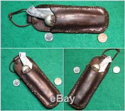 Vtg Sheath 1914 Pocket Blade MARBLES Safety Hunting Knife Orig Leather Fold case