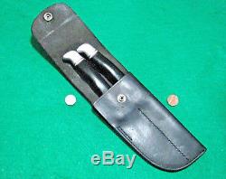 Vtg Sheath 2 Blade Hunt1960s TROPHY SETKnife 1 ORIG BUCK Leather Dbl fold case