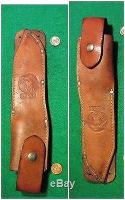 Vtg Sheath 7 Blade Hunt R H Ruana STAG FINN Knife #1 ORIG Leather 27C BOOT Case