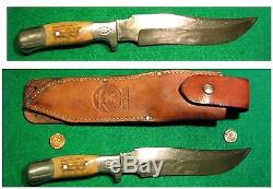 Vtg Sheath 7 Blade Hunt R H Ruana STAG FINN Knife #1 ORIG Leather 27C BOOT Case