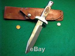 Vtg Sheath BRASS BACK Blade Hunt USA RUANA JR BOWIE Knife #1 Rare ORIG Fold Case