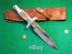 Vtg Sheath BRASS BACK Blade Hunt USA RUANA JR BOWIE Knife #1 Rare ORIG Fold Case